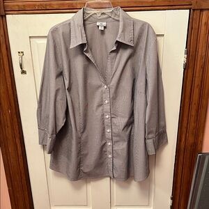 Worthington Dark Gray and White Striped Shirt